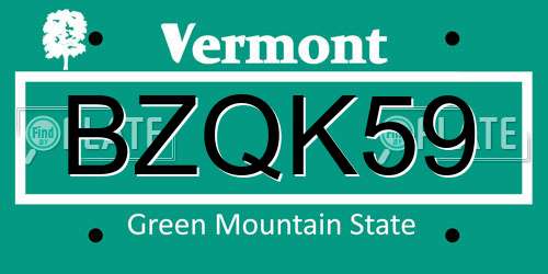 BZQK59 Vermont License Plate