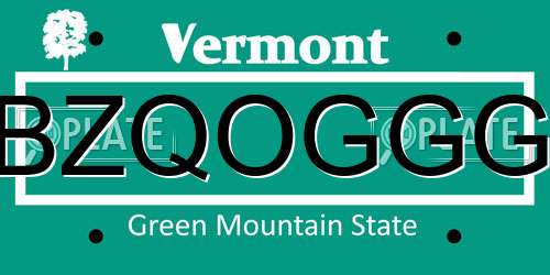 BZQOGGG Vermont License Plate