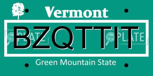 BZQTTIT Vermont License Plate