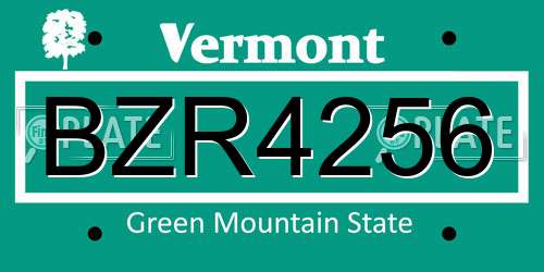 BZR4256 Vermont License Plate