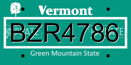 BZR4786 Vermont License Plate