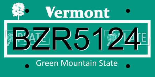 BZR5124 Vermont License Plate