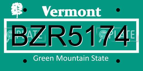 BZR5174 Vermont License Plate