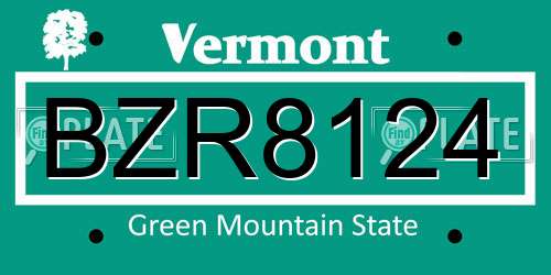 BZR8124 Vermont License Plate