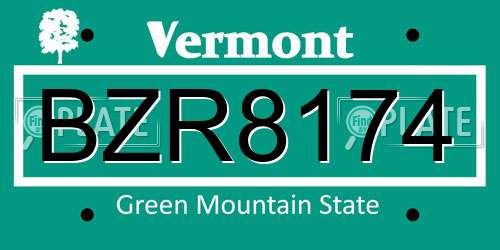 BZR8174 Vermont License Plate