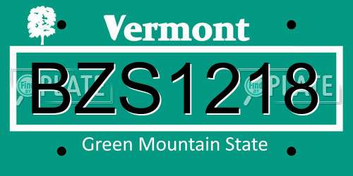 BZS1218 Vermont License Plate