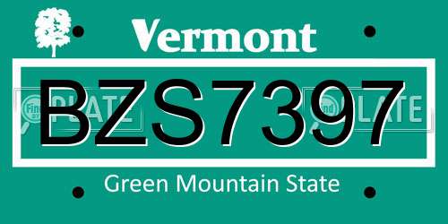 BZS7397 Vermont License Plate