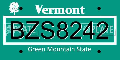 BZS8242 Vermont License Plate