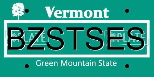 BZSTSES Vermont License Plate