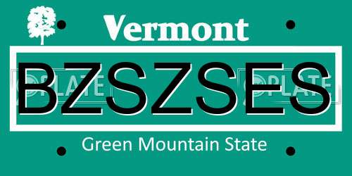 BZSZSES Vermont License Plate
