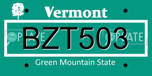 BZT503 Vermont License Plate