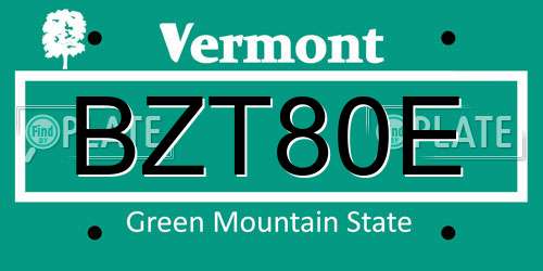 BZT80E Vermont License Plate