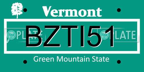 BZTI51 Vermont License Plate