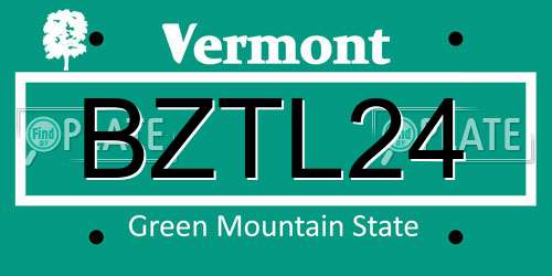 BZTL24 Vermont License Plate