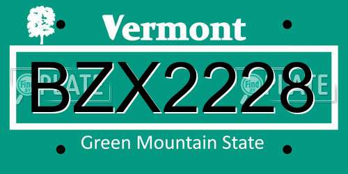 BZX2228 Vermont License Plate