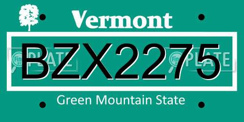 BZX2275 Vermont License Plate
