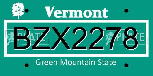 BZX2278 Vermont License Plate