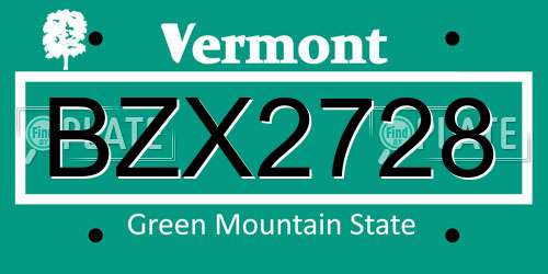 BZX2728 Vermont License Plate