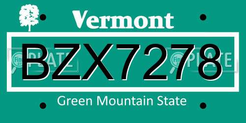 BZX7278 Vermont License Plate