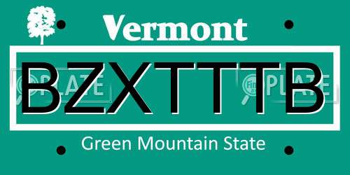 BZXTTTB Vermont License Plate