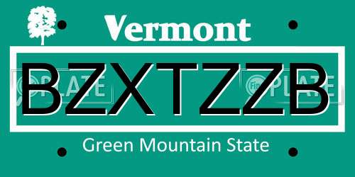 BZXTZZB Vermont License Plate