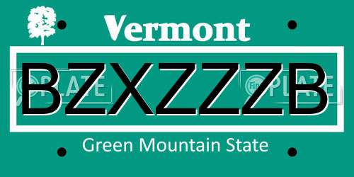 BZXZZZB Vermont License Plate