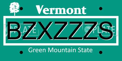 BZXZZZS Vermont License Plate
