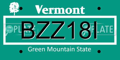 BZZ18I Vermont License Plate