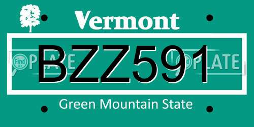 BZZ591 Vermont License Plate