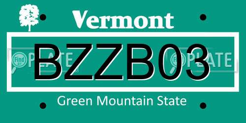 BZZB03 Vermont License Plate