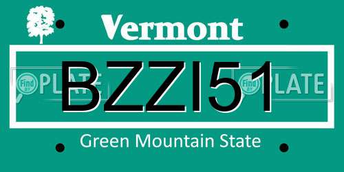 BZZI51 Vermont License Plate