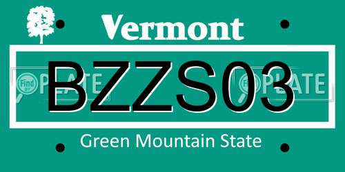 BZZS03 Vermont License Plate