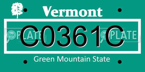 C0361C Vermont License Plate