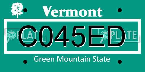 C045ED Vermont License Plate
