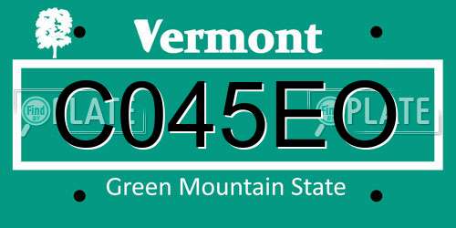 C045EO Vermont License Plate