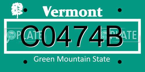 C0474B Vermont License Plate