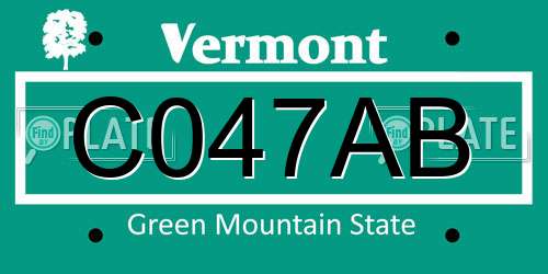 C047AB Vermont License Plate
