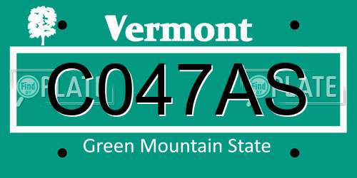 C047AS Vermont License Plate