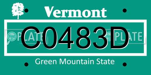 C0483D Vermont License Plate