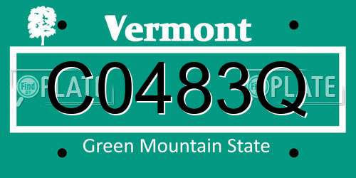 C0483Q Vermont License Plate