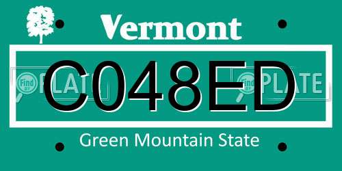 C048ED Vermont License Plate