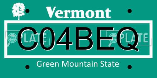 C04BEQ Vermont License Plate