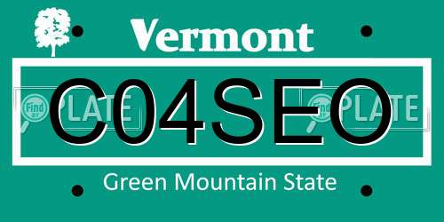 C04SEO Vermont License Plate
