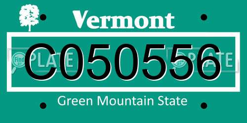 C050556 Vermont License Plate