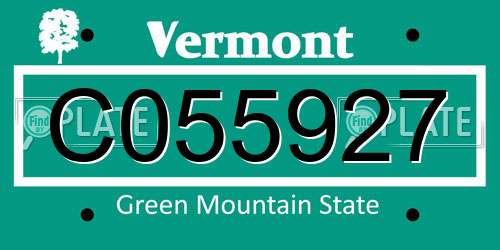 C055927 Vermont License Plate