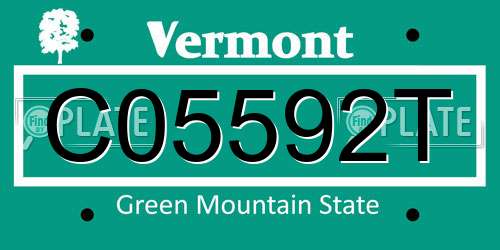 C05592T Vermont License Plate
