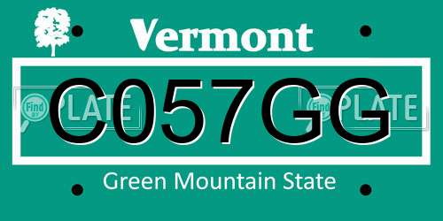 C057GG Vermont License Plate