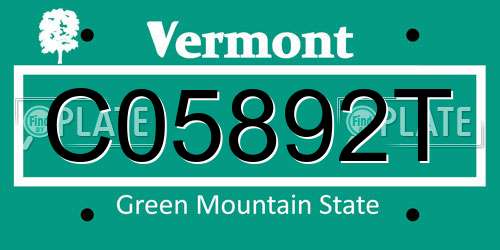C05892T Vermont License Plate