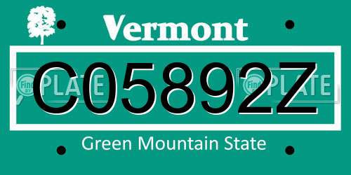 C05892Z Vermont License Plate