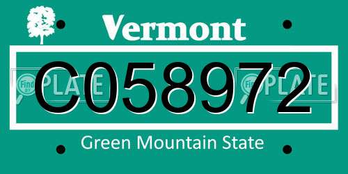 C058972 Vermont License Plate